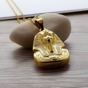 Collar grande de oro de Tutankamón, oro de 14 quilates sobre plata de ley, colgante del rey Tut, máscara real de Tutankamón, joyas de Tutankamón.