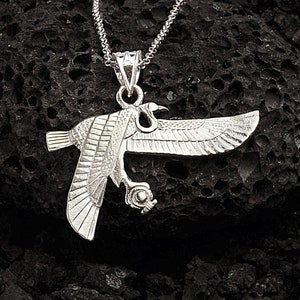 Egyptian Phoenix Necklace, Sterling Silver Horus The Falcon Necklace, Winged Horus Pendnat, Egyptian God Horus Jewelry.