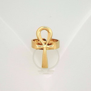 Gold Ankh Ring, 14k Gold Vermeil Over Sterling Silver, Key of Life Ring, Egyptian Ring, Large Ankh.