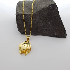 Small Royal Scarab Gold Necklace, 14k Gold Vermeil Over Sterling Silver Egyptian Scarab Necklace, Egyptian Scarab Pendant.