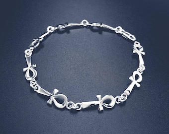 Sterling Silver Ankh Bracelet: Egyptian Key of Life Jewelry - Etsy