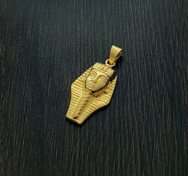 Tutankhamun Egyptian Necklace King Tut Royal Mask Gold Necklace 14k Gold over Sterling Silver Tut Necklace