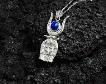 Goddess Hathor Necklace, Sterling Silver Hathor Necklace, Goddess Hathor Pendant, Hathour Goddess Jewelry