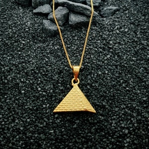 Gold Pyramid Necklace, Giza Pyramid Pendant, 14k Gold