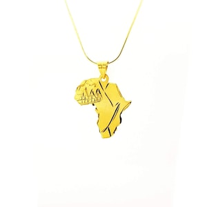 Africa Necklace, 14k Gold Vermeil Over Sterling Silver, Africa Pendant, Afrocentric Necklace, Africa Gold Necklace, African Jewelry