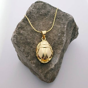 Small Gold Scarab Necklace, 14k Gold Vermeil over Sterling Silver, Egyptian Beetle, Scarab pendant , Gold Scarab Jewelry