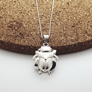 Medium Scarab Necklace, Sterling Silver Scarab Pendant, Egyptian Scarab Beetle Pendant, Royal Scarab Jewelry, Scarab Amulet
