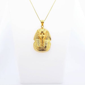 Gold King Tutankhamen Necklace, 14k Gold Vermeil over Sterling Silver, Tut Pendant, King Tutankhamun Jewelry.