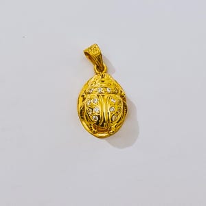 Diamond Scarab Necklace, Sterling Silver, Scarab Pendant, Egyptian Beetle, Royal Scarab Jewelry