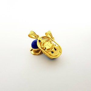 Medium Lapis lazuli Scarab Necklace, 14k Gold Vermeil Scarab Necklace, Blue Scarab Pendant, Egyptian Beetle Jewelry.
