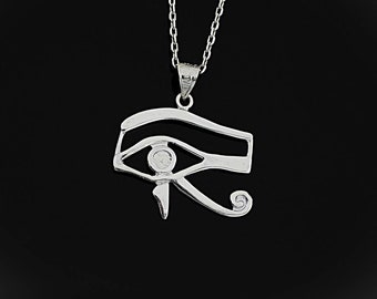 Sterling Silver Eye of Horus Necklace: Egyptian Pendant Jewelry