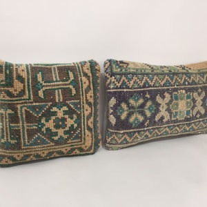 Handmade Turkish Kilim Pillow Cover Pair: Boho Home Decor (10x11/10x16)