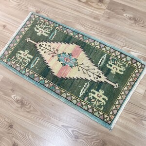 Turkish Small Rug, Bohemian Small Rug, Small Carpet Rug, Decorative Rug, Bath Mat, Bath Rug, Turkish Rug, Handmade Rug, 18&#39;&#39; X 34&#39;&#39; ınches