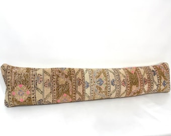 Cuscino lombare patchwork in stile boho, cuscino da letto effetto tappeto vintage 10x46