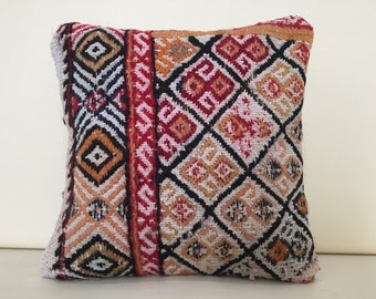 Pillowcover, Kilim pillow, 12x12 Pillow cover, Embroidery cushion, Small pillow, Pillow for chair, Art decor, Sofa throw pillow, Kilim