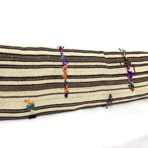 Organic Wool Kilim Pillow Cover: Bohemian Striped Long Cushion, 16x52 inch