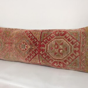 Vintage Carpet Pillow, Bohemian Long Lumbar, Pillow for Bedding, Bed Cushion Cover, Art Folk Decor 14” X 40” Inches Free Shipping Pillow