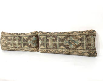 Cojín decorativo, funda para cojín de silla, hecho de tela de alfombra antigua, 9x20 pulgadas.
