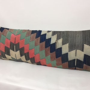 14x40, Kilim pillow, Wool pillow, Boho pillow, Home living, Vintage pillow, Decorative pillow, Extra Long Bed Lumbar Pillow Cover