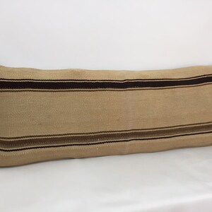 Handwoven Organic Wool Kilim Pillow Cover: 16x40 Bohemian Lumbar