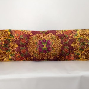Long Lumbar Pillow, Extra Long Bedding Pillow,   Velvet Cushion Cover, Handmade Vintage Lumbar 15” X 50” inches/ 38 X 125 Cm