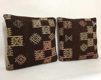 Natural Brown Goat Hair Wool Pair Pillow Cover, ORGANIC Eco Friendly Brown Wool Pillow, Large Cushion Cover, 40x40 Cm Pillow, PAIR Pillows