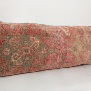 15 x 38 Pillow Cover, Vintage Pillow, Antique Pillow, Handmade, Throw Pillow, Wool Tribal Pillow, Woven Pillow, Muted Carpet Pillow