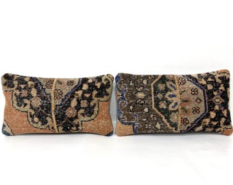 Par de fundas de almohada Boho Kilim: Cojín minimalista de banco (25 x 45 cm)