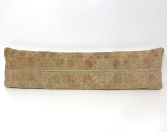 Handwoven Organic Wool Kilim Pillow Cover: Extra Long Lumbar, Patchwork 12x46