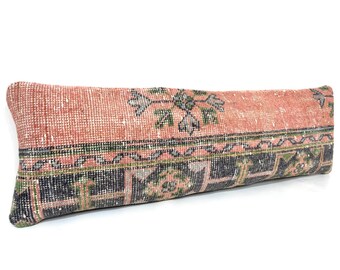 Extra Long Lumbar Pillow Cover: Long Turkish Wool Pillow, 12x40