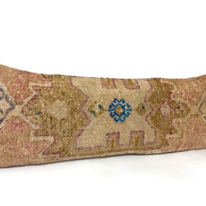14x38 Extra Pillow Long Pillow, Antique Rug Throw pillow cushion, Wool pillow, Pillow cover, Lumbar pillow, Vintage pillow