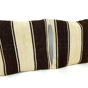 Pair Vintage Kilim Pillow Covers: Organic Wool, 20x20