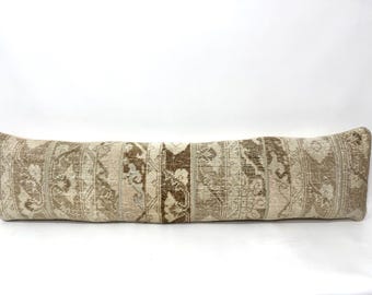 12x49 Inch Minimalit Extrac Long Lumbar, Long Bench Cushion, Headboard Pillow, Patchwork Pillow