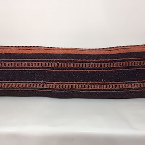 Striped Kilim Lumbar Pillow Cover: Vintage Turkish Textile, 12”x39”