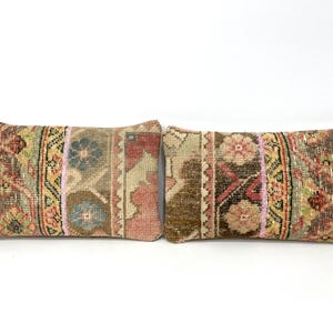 Cojines para banco de entrada de 10 x 17 pulgadas, juego de dos almohadas, almohada patchwork en tonos tierra suaves, almohada para silla