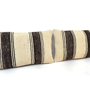Handmade Organic Wool Kilim Pillow Cover: Bohemian Cushion (10x17 inches)