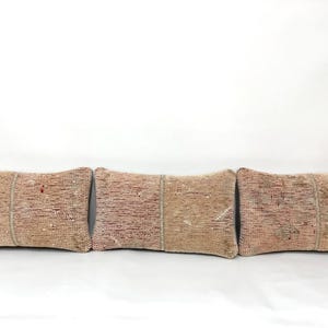 Muted Soft Color Triple Small Pillow Cover, Armchair Decorative Pillow, Remake from Old Carpet Pillow, Pillow for Chair, Patchwork Design