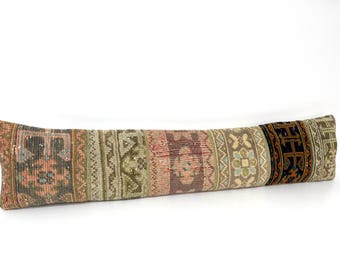 Almofada lombar comprida para cama, almofada para quarto, almofada cilíndrica artesanal comprida 10x48 patchwork