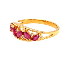 Nari Fine Jewels 14K Yellow Gold Marquise Ruby & Diamond Ring, Size 7