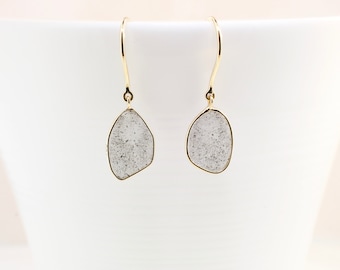 Ava Diamond Slice Dangling Earrings 14K Yellow Gold ER9858 Handmade Jewelry