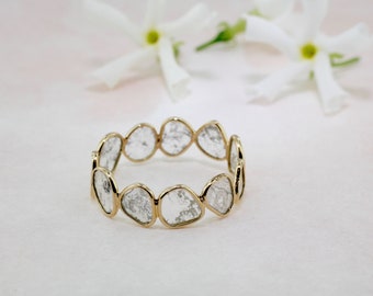 Aiyana Diamond Slice in Bezel Set Full Eternity Ring 14K Yellow Gold RG9174 Handmade Jewelry