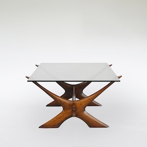 Teak Brown Smoked Glass Condor Coffee Table Fredrik Schriever-Abeln Örebro Glass 1960s Sweden Vintage Mid Century Modern Minimal Furniture