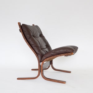 Vintage Dark Brown Leather Plywood Siesta Chair Ingmar Relling Westnofa Denmark 1970s Scandinavian Mid Century Modern Original Furniture