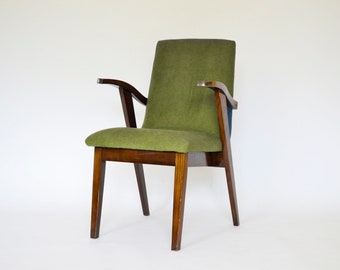 Polish Green Original Armchair Type 300-123 Mieczysław Puchała 1950s Retro Mid Century Modern Vintage Boho Eastern Bloc Minimalist Furniture