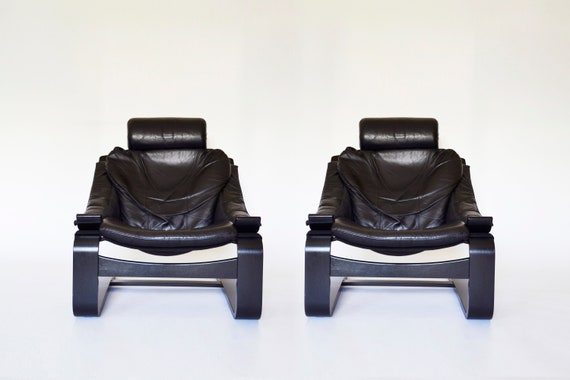 Black Leather Plywood Kroken Lounge Chair Ake Fribytter Nelo Mobel 1970s Sweden Set of 2 Vintage Scandinavian Mid Century Modern Furniture Etsy