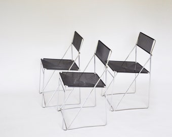 Chaises de salle à manger Nuova X-Line Niels Jørgen Haugesen Hybodan AS Danemark des années 1970, lot de 3 meubles minimalistes modernes scandinaves vintage du milieu du siècle