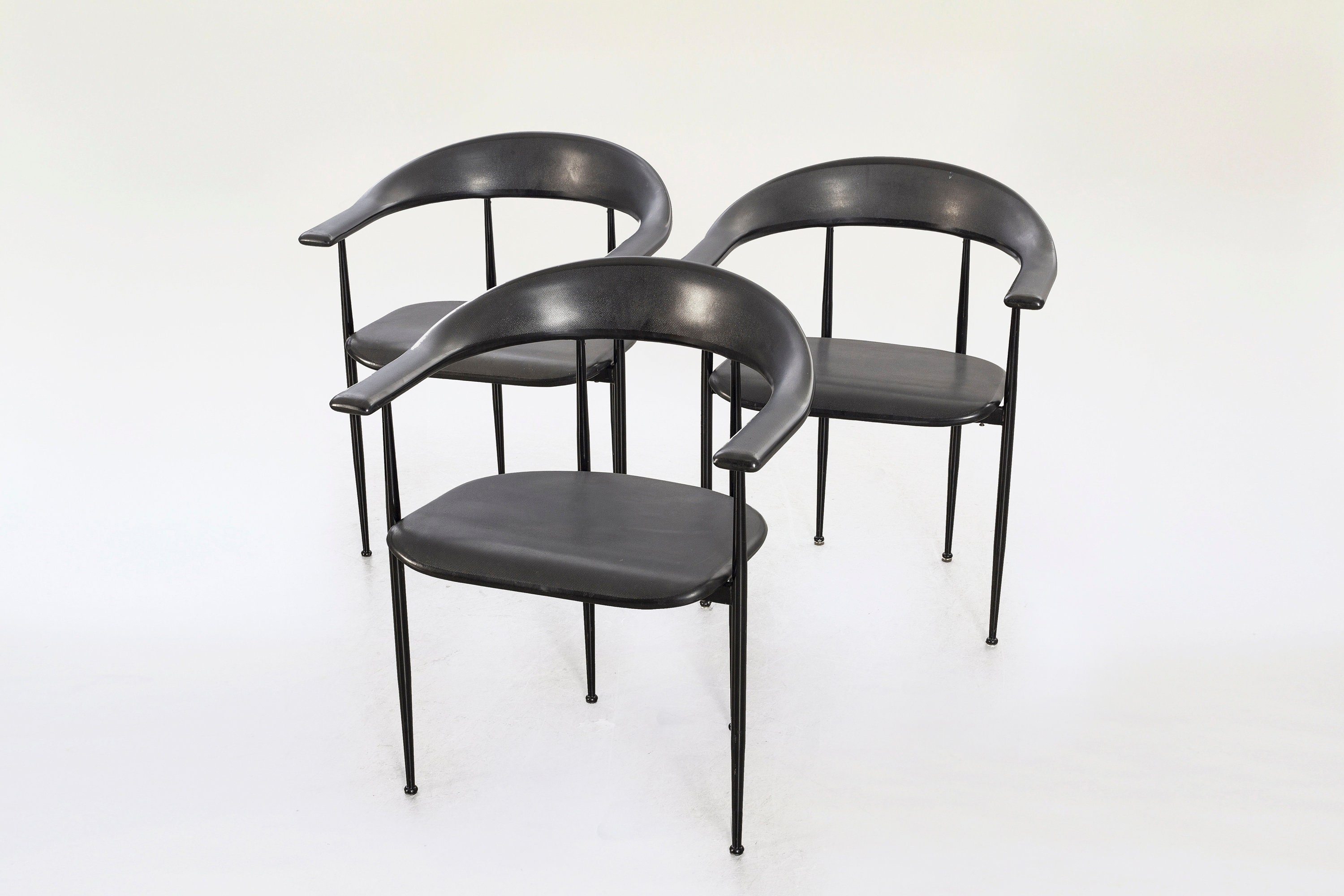 Original Black Metal Industrial Rubber P40 Armchair Giancarlo 