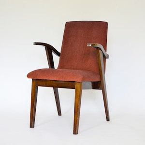 Polish Copper Orange Original Armchair Type 300-123 Mieczysław Puchała 1950s Retro Mid Century Modern Vintage Bohoemian Minimalist Furniture