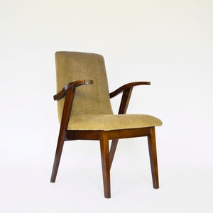 Vintage Polish Yellow Armchair Type 300-123 Mieczysław Puchała 1950s Retro Mid Century Modern Boho Eastern Bloc Minimalist Furniture