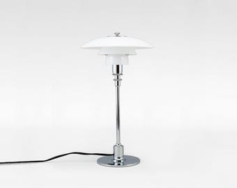 Vintage Handmade Glass Chrome PH 3/4 Table Lamp Poul Henningsen Louis Poulsen 1920s Scandinavian MidCentury Modern Original Minimal Lighting